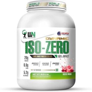 Dynamic ISO-ZERO: Premium 100% Whey Protein Isolate with Zero Carbs, Zero Sugar, and Zero Fat – Advanced Recovery Formula with 6.6g BCAAs and 5.2g Glutamine – Rose Milk 2kg