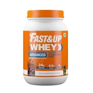 Fast&Up 100% Whey Isolate & Hydrolysate Whey Protein (Rich Chocolate, 30 Servings) - 24g Protein, 5.5g BCAA, 4g Glutamine (2.01Lbs, 912gm)