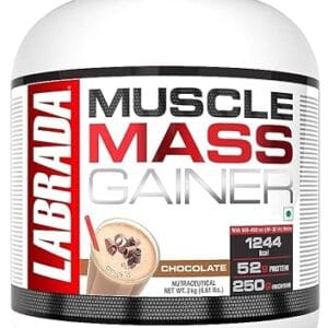 Labrada Muscle Mass Gainer Powder (Gain Weight, Post-Workout, 52g Protein, 250g Carbs,1g Creatine, 500mg L-Carnitine, 9 Servings) 6.6 lbs (3 kg) (Chocolate)