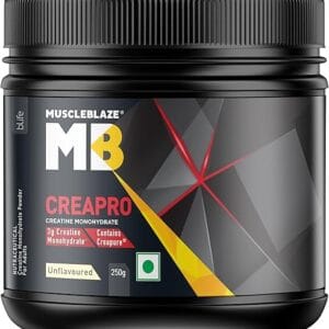 MuscleBlaze CreaPRO Creatine Monohydrate Powder with Creapure, Unflavoured (83 Servings, 250g)