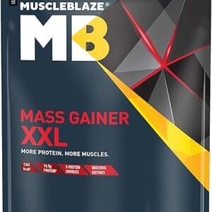 MuscleBlaze Mass Gainer XXL (Chocolate, 1kg / 2.2lbs, 10 Servings) | With Complex Carbs, High Protein & Digestive Enzymes