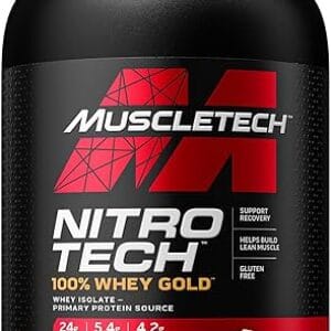 Muscletech Nitrotech 100% Whey Gold, 907g (2lbs), French Vanilla Cream, Primary Source- Whey Protein Isolate, 24G OF PURE PROTEIN FOR ENHANCED LEAN MUSCLE, STRENGTH AND RECOVERY, Gluten Free, Vegetarian