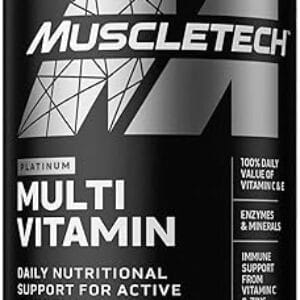 MuscleTech Platinum Multivitamin, Vitamin C for Immune Support, 18 Vitamins & Minerals, 60 Tablets
