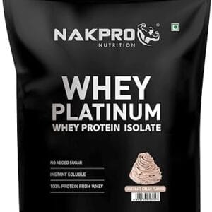 NAKPRO Platinum Whey Protein Isolate | 28g Protein, 6.4g BCAA | Trustified Certified - 500g Chocolate Cream | Low Carbs, Fast Absorbing Whey Protein Powder