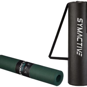 Amazon Brand - Symactive 4Mm Anti-Skid Lightweight Water/Dirt Proof Ldpe Yoga Mat With Carry Bag (Bottle Green)