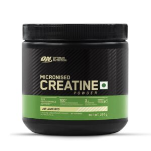 Optimum Nutrition (ON) Micronized Creatine Powder - 250 Gram, 83 Serves, 3g of 100% Creatine Monohydrate per serve, Supports Athletic Performance & Power, Unflavored.